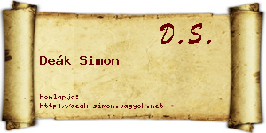 Deák Simon névjegykártya